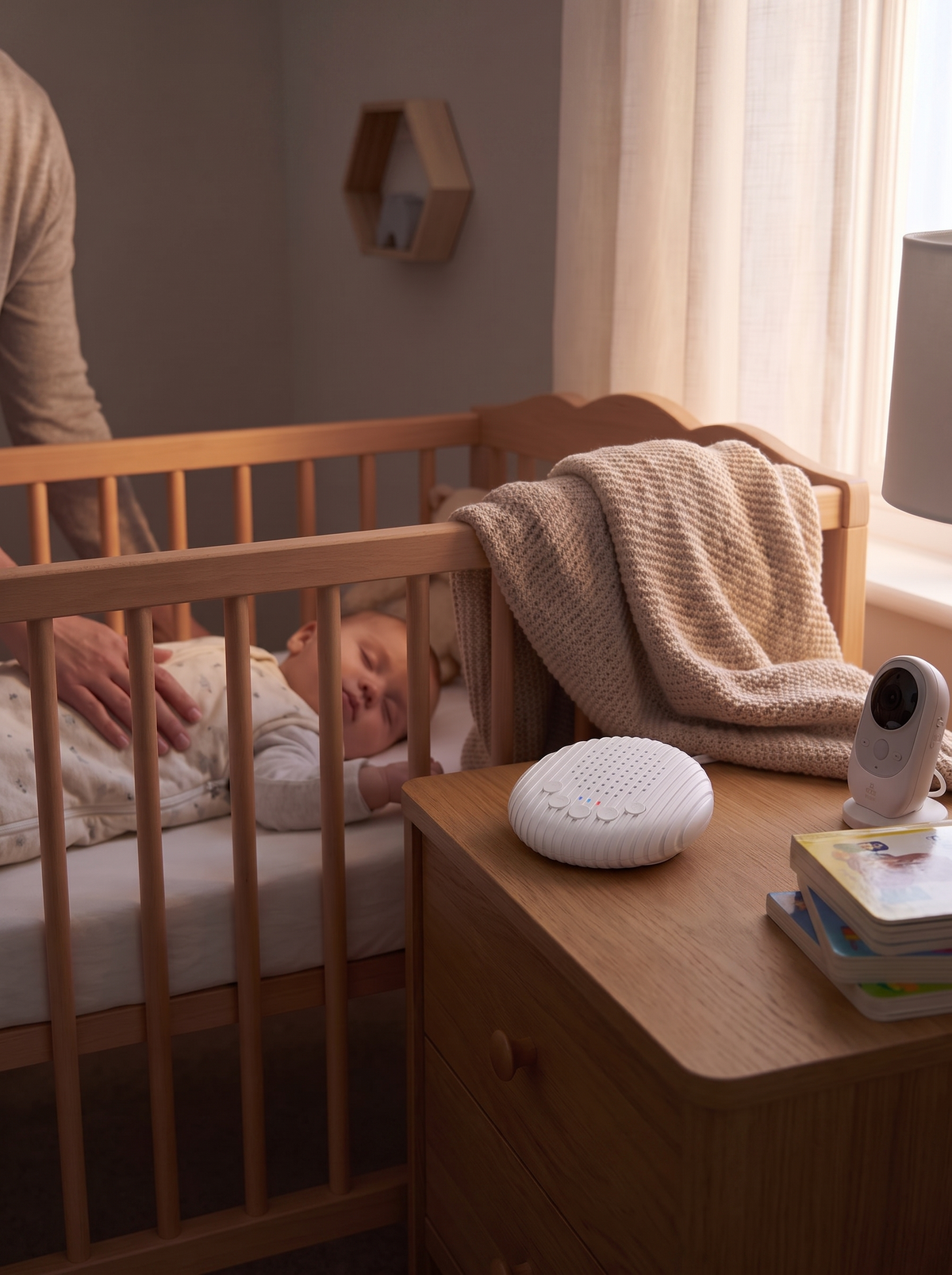 Sound machine helping a nap in a nursery