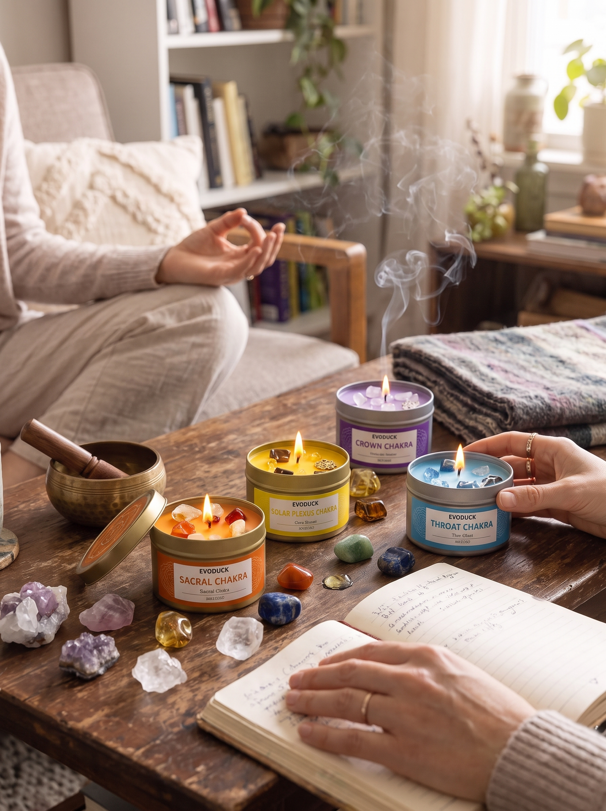 Chakra candle gift set presented ready to give