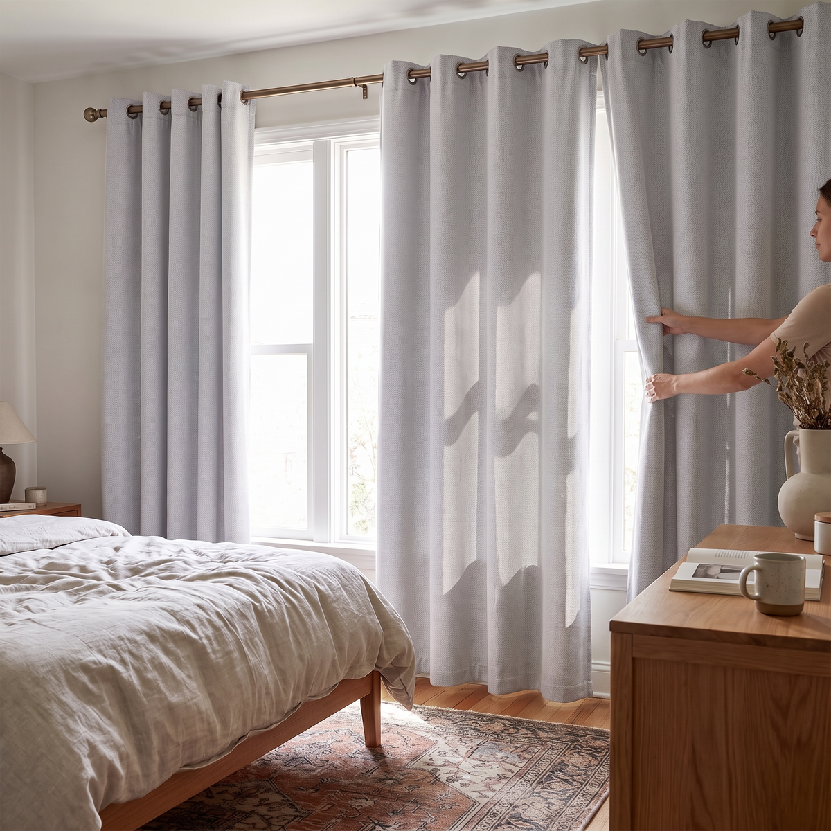 Extra-Long Faux Linen Blackout Curtain