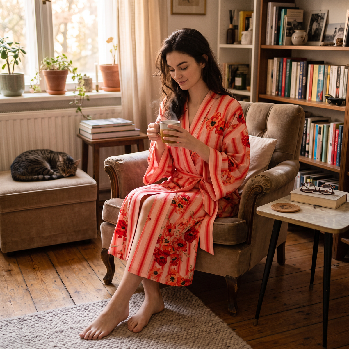 Printed Lyocell Kimono Robe