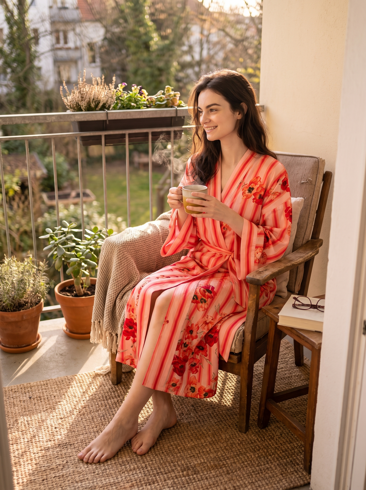 p3 iwt3 Printed lyocell kimono robe for three seasons