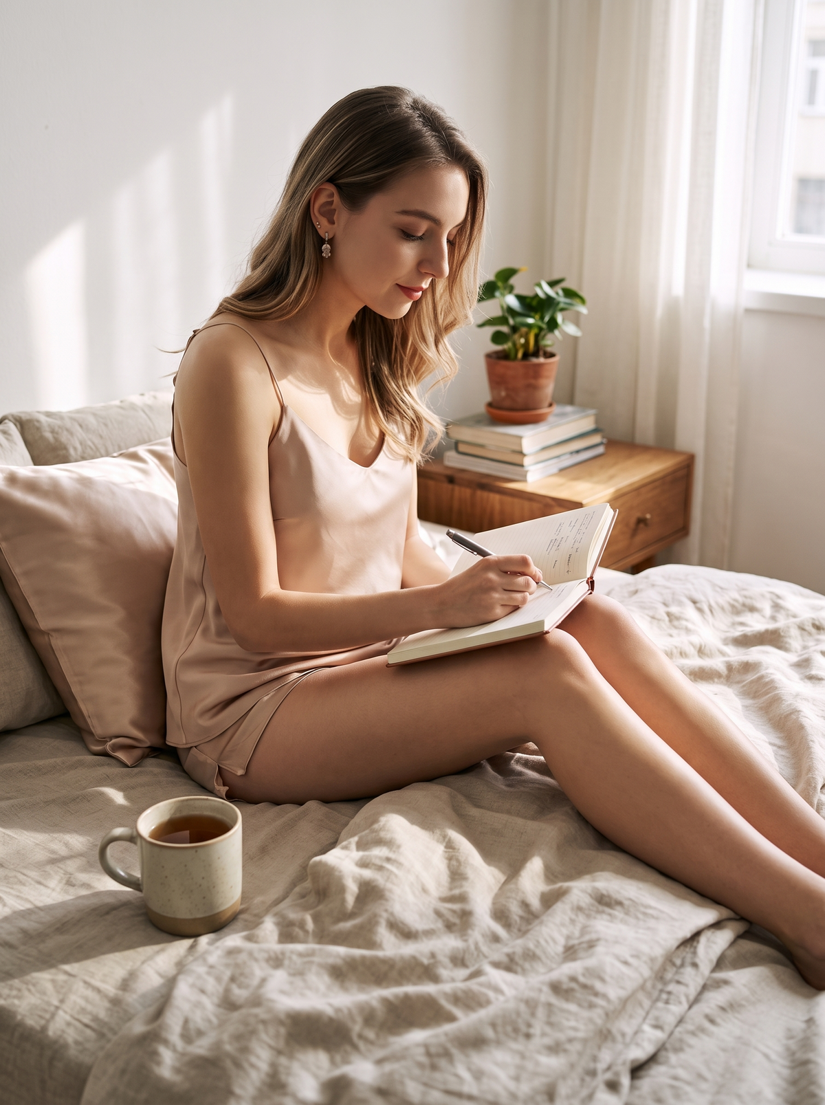 p1 iwt2 Mulberry silk camisole pajama set, kind to skin and hair